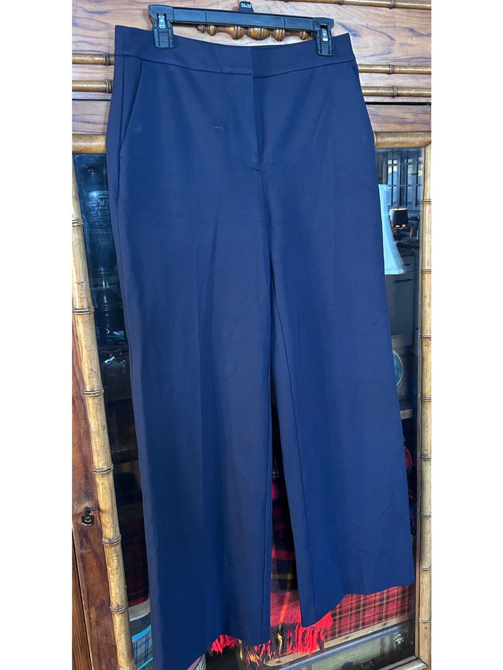 Boden Women's Wide Leg Dress Pants Navy Blue High Rise Career Trousers Size 12L